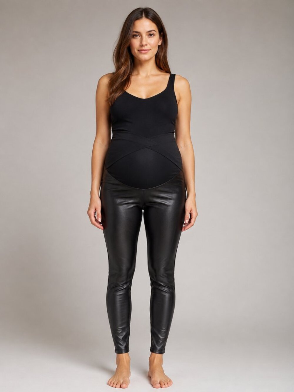 Isabel by Ingrid & Isabel Black Faux Leather Maternity Leggings Size L